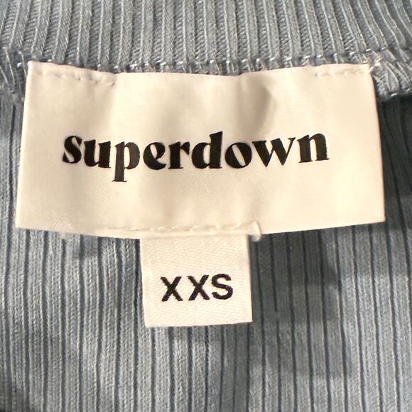 Superdown Lena SET Cropped Top Skirt Ribbed Long Sleeve Blue Womens Size XXS - Picture 12 of 12